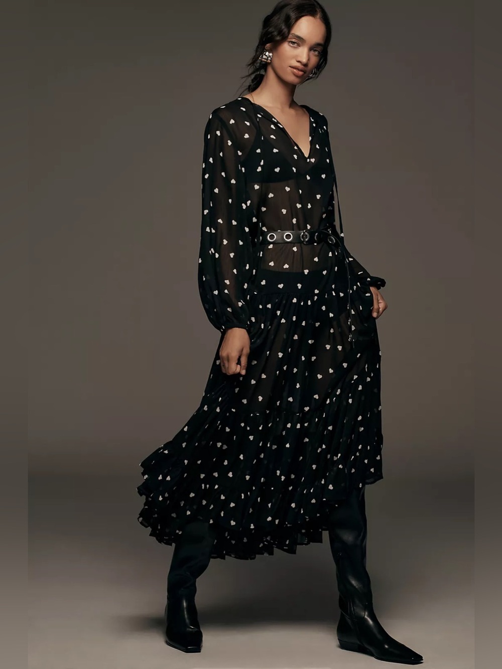 Anthropologie Maeve Sheer Ditsy Heart Kaftan